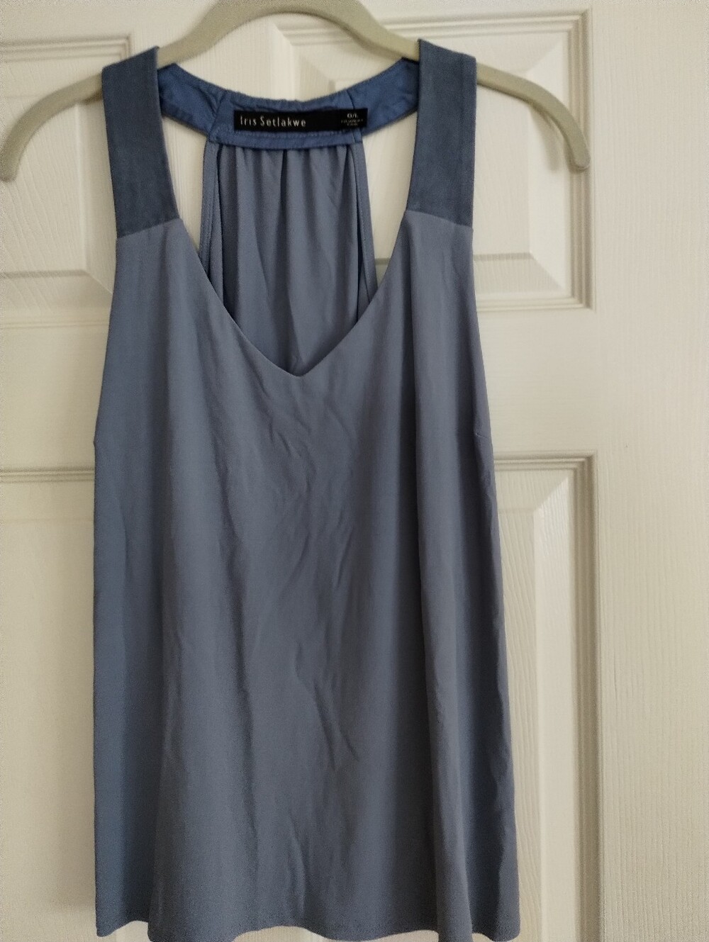Iris Setlakwe Dusty Blue V-Neck Sleeveless Camisole Large